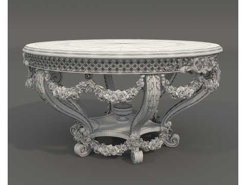 Classic European style Dining Table and Chairs 63 3D Модель