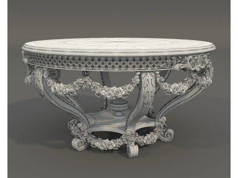 Classic European style Dining Table and Chairs 63 3D Model
