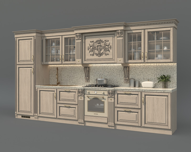 Classic European Style Kitchen Cabinet 24 3D Model .c4d .max .obj .3ds .fbx .stl .blend 