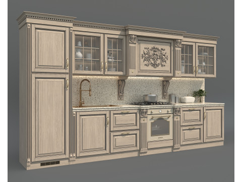 Classic European Style Kitchen Cabinet 24 3D Model