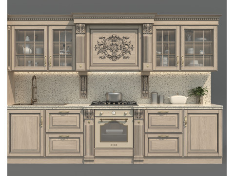 Classic European Style Kitchen Cabinet 24 3D Model