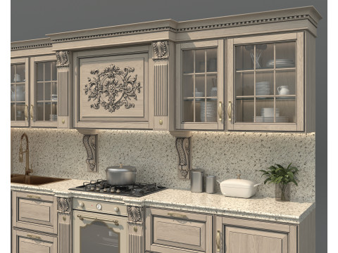 Classic European Style Kitchen Cabinet 24 3D Model