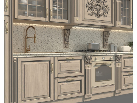 Classic European Style Kitchen Cabinet 24 3D Model