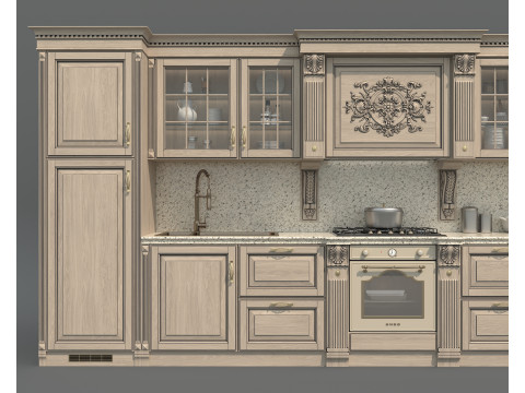 Classic European Style Kitchen Cabinet 24 3D Model