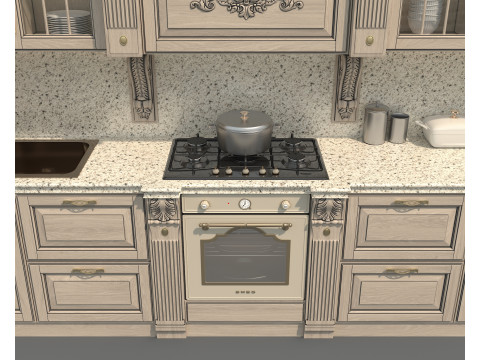 Classic European Style Kitchen Cabinet 24 3D Model