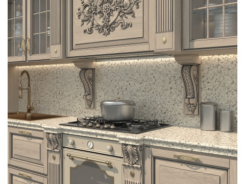 Classic European Style Kitchen Cabinet 24 3D Model