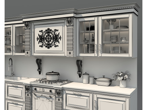Classic European Style Kitchen Cabinet 24 3D Model