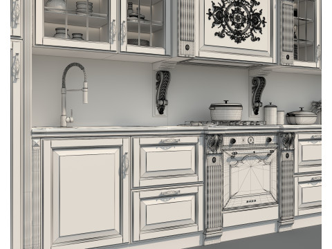 Classic European Style Kitchen Cabinet 24 3D Model