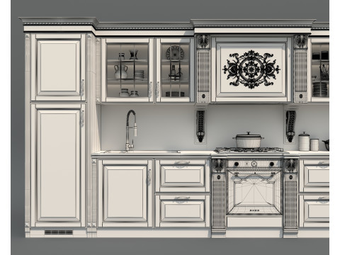 Classic European Style Kitchen Cabinet 24 3D Model