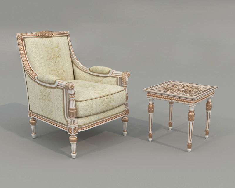 Classic European Style Coffee Table and Armchair 35 Model 3D .c4d .max .obj .3ds .fbx .stl .blend