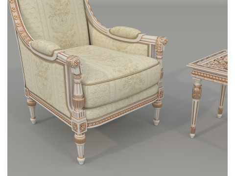 Classic European Style Coffee Table and Armchair 35 Model 3D