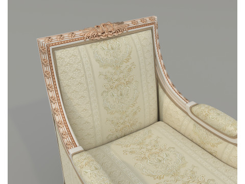 Classic European Style Coffee Table and Armchair 35 Model 3D