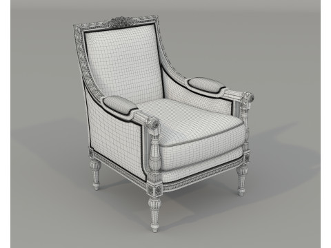 Classic European Style Coffee Table and Armchair 35 Model 3D