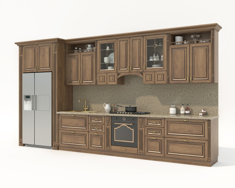 Classic European Style Kitchen Cabinet 25 3D Model .c4d .max .obj .3ds .fbx .stl .blend 