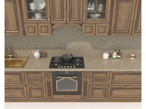 Classic European Style Kitchen Cabinet 25 3D Model