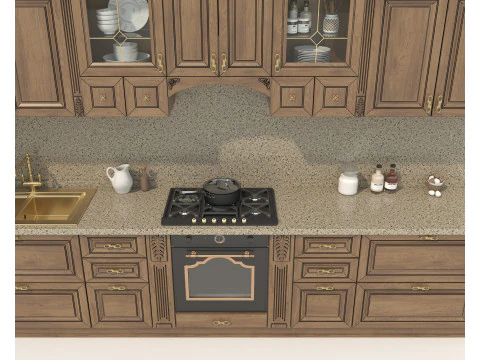 Mobile da cucina classico in stile europeo 25 Modello 3D