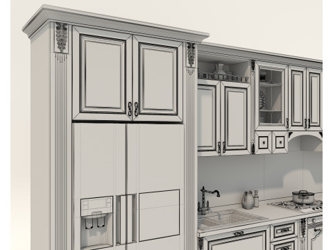Classic European Style Kitchen Cabinet 25 3D Model