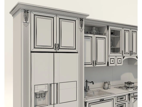 Mobile da cucina classico in stile europeo 25 Modello 3D