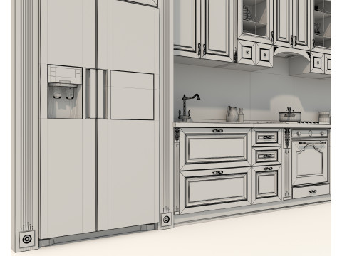 Classic European Style Kitchen Cabinet 25 3D Model