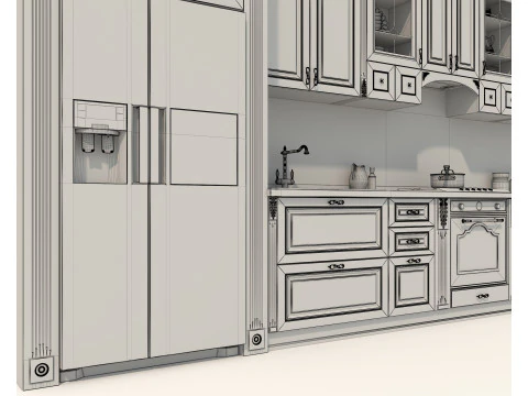 Mobile da cucina classico in stile europeo 25 Modello 3D