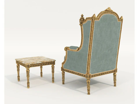 Tavolino e poltrona in stile classico europeo 36 Modello 3D