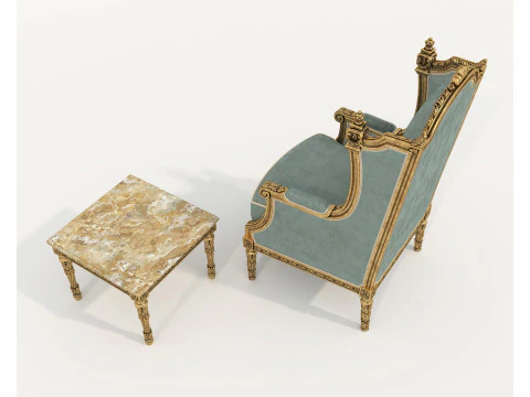 Tavolino e poltrona in stile classico europeo 36 Modello 3D