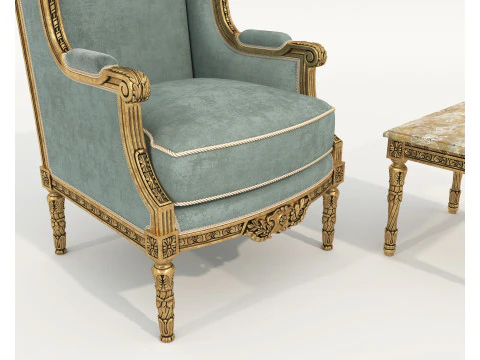 Tavolino e poltrona in stile classico europeo 36 Modello 3D