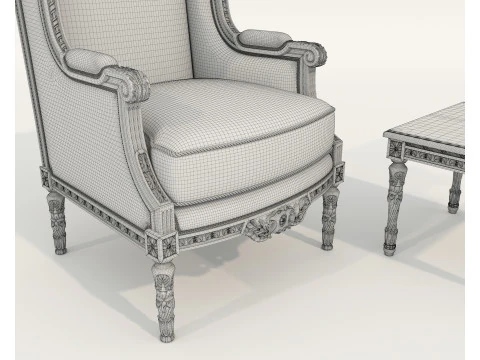 Tavolino e poltrona in stile classico europeo 36 Modello 3D