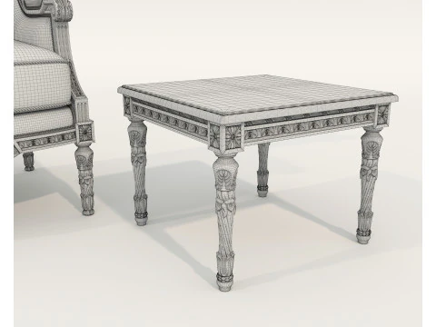 Tavolino e poltrona in stile classico europeo 36 Modello 3D