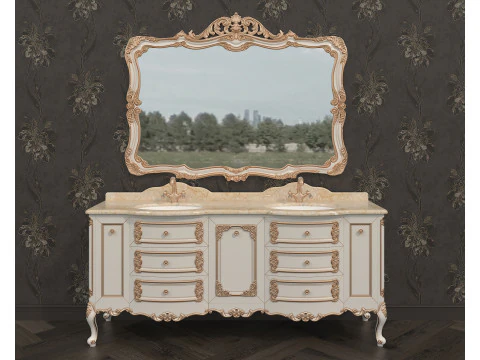 Classic Bathroom Cabinet With Sink 3D Model
