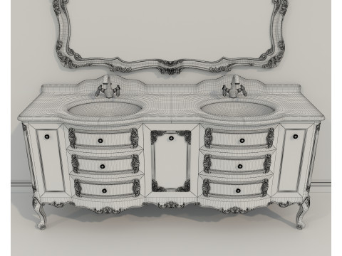 Classic Bathroom Cabinet With Sink 3Dモデル
