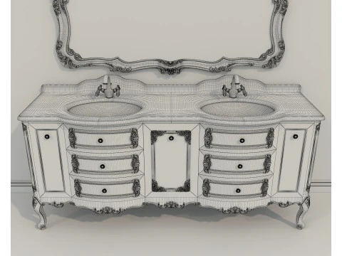 Classic Bathroom Cabinet With Sink 3D Model