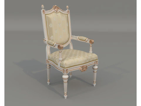 Classic European style Dining Table and Chairs 64 3D Model