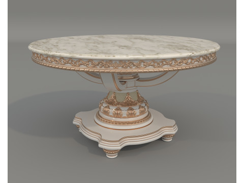 클래식 유럽식 식탁과 의자 64 3D 모델