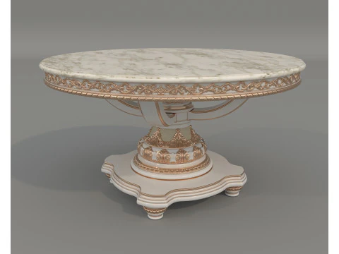 Classic European style Dining Table and Chairs 64 3D Model