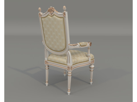 클래식 유럽식 식탁과 의자 64 3D 모델