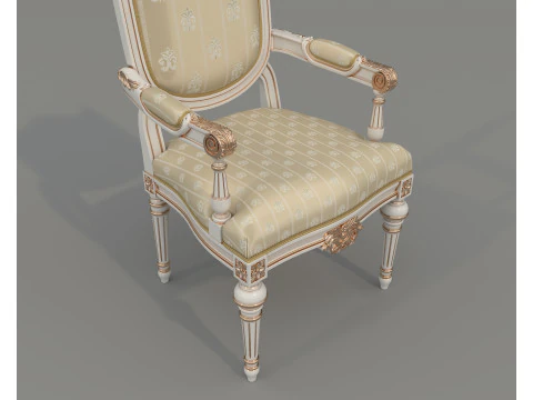 Classic European style Dining Table and Chairs 64 3D Model