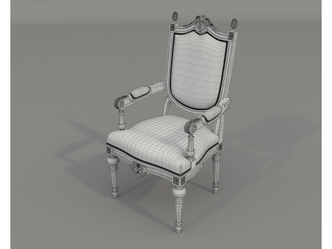 클래식 유럽식 식탁과 의자 64 3D 모델