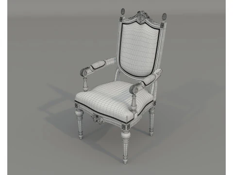 Classic European style Dining Table and Chairs 64 3D Model