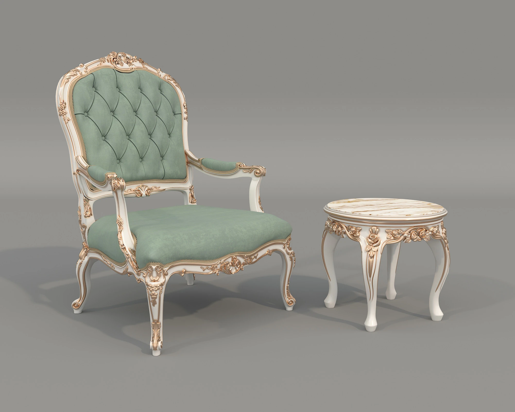 Tavolino e poltrona in stile classico europeo 37 Modello 3D .c4d .max .obj .3ds .fbx .stl .blend