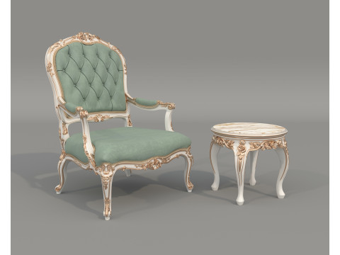 Classic European Style Coffee Table and Armchair 37 Modèle 3D