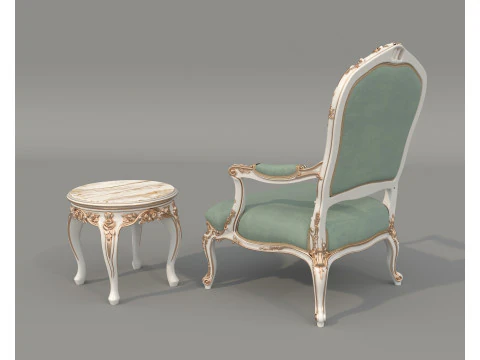 Tavolino e poltrona in stile classico europeo 37 Modello 3D
