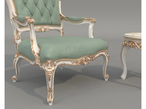 Tavolino e poltrona in stile classico europeo 37 Modello 3D