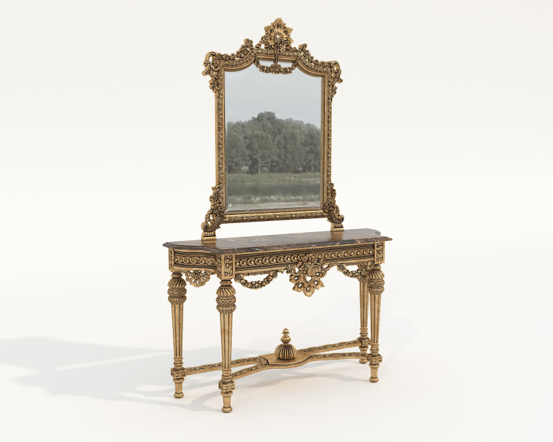 Klasik Avrupa Tarzı Konsol Tablosu 22 3D Model .c4d .max .obj .3ds .fbx .stl .blend