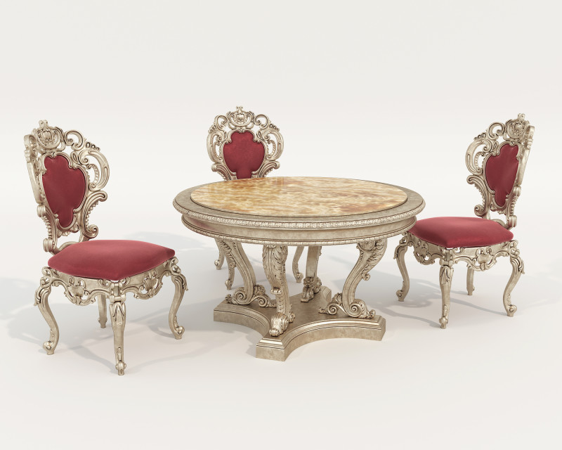 Table et chaises de salle à manger de style européen classique 65 Modèle 3D .c4d .max .obj .3ds .fbx .stl .blend