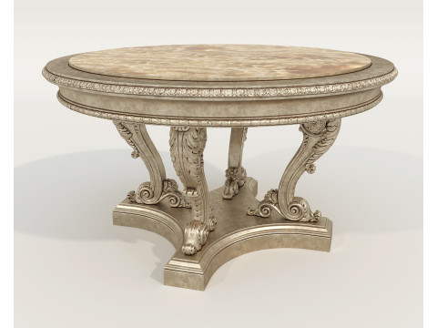 Table et chaises de salle à manger de style européen classique 65 Modèle 3D