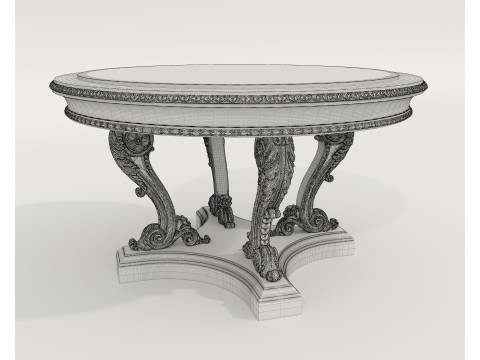 Table et chaises de salle à manger de style européen classique 65 Modèle 3D