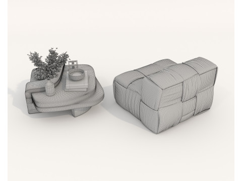 Set Meja Kopi dan Kursi Berlengan Modern 77 Model 3D