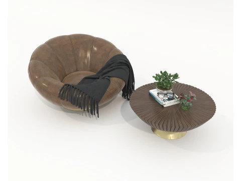 Modern Coffee Table and Armchair Set 78 3D Model