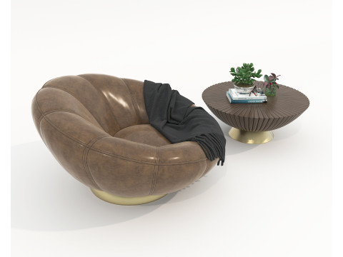 现代咖啡桌和扶手椅套装 78 3D 模型